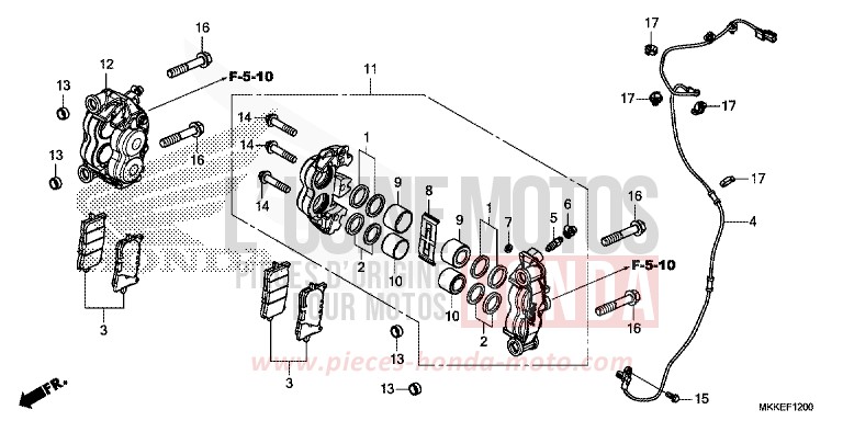 VORDERRAD-BREMSSATTEL von Africa Twin MAT BALLISTIC BLACK METALLIC (NHA86) von 2019